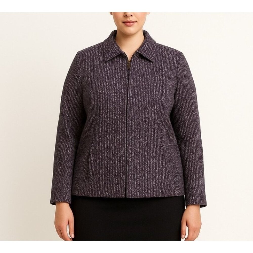 Doncaster Womens Sz 6 Silk Wool Purple Business Jacket Zip Front Pockets Career